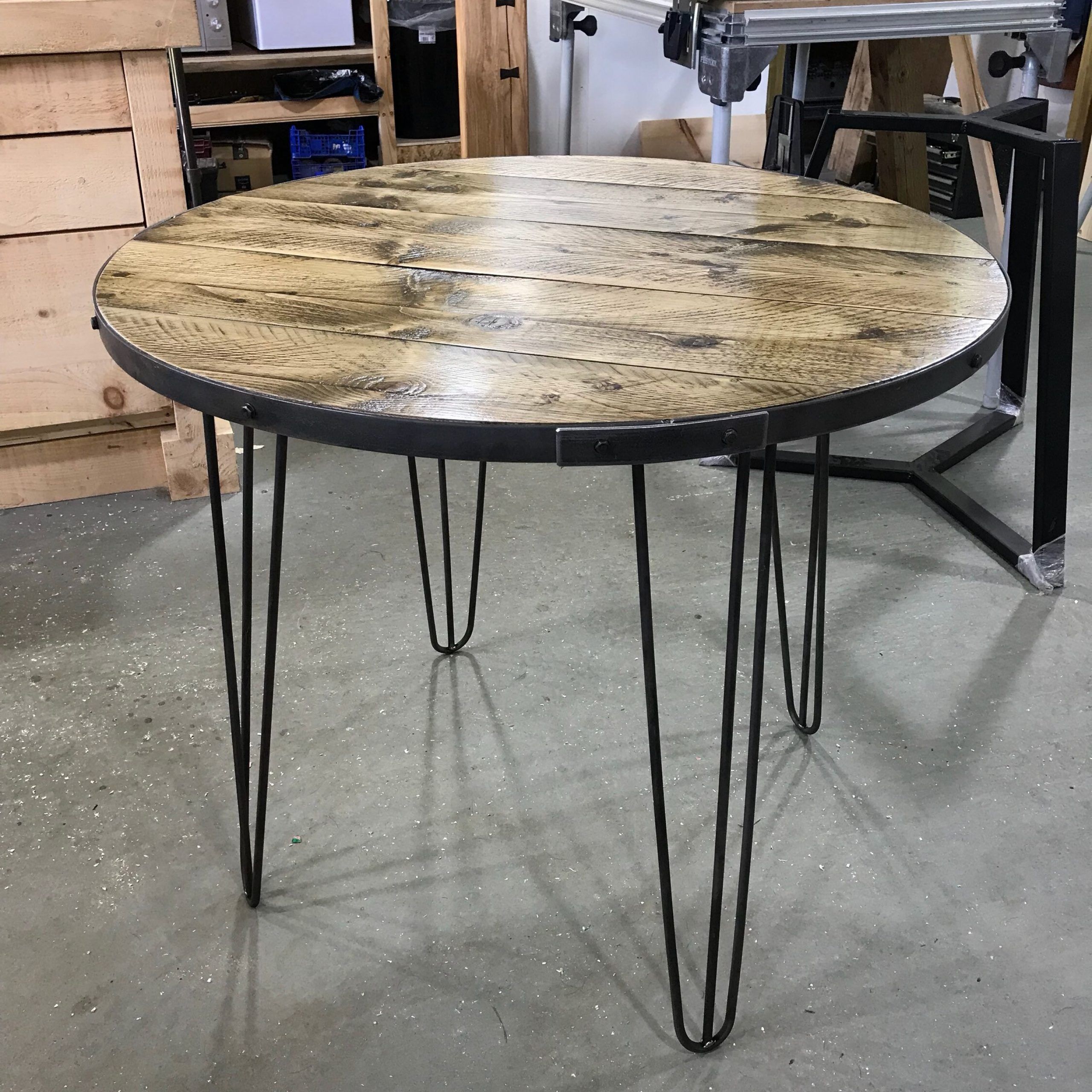 Vintage Industrial Style Dining Table – Hairpin Legs Throughout Most Recent Round Hairpin Leg Dining Tables (View 3 of 15)