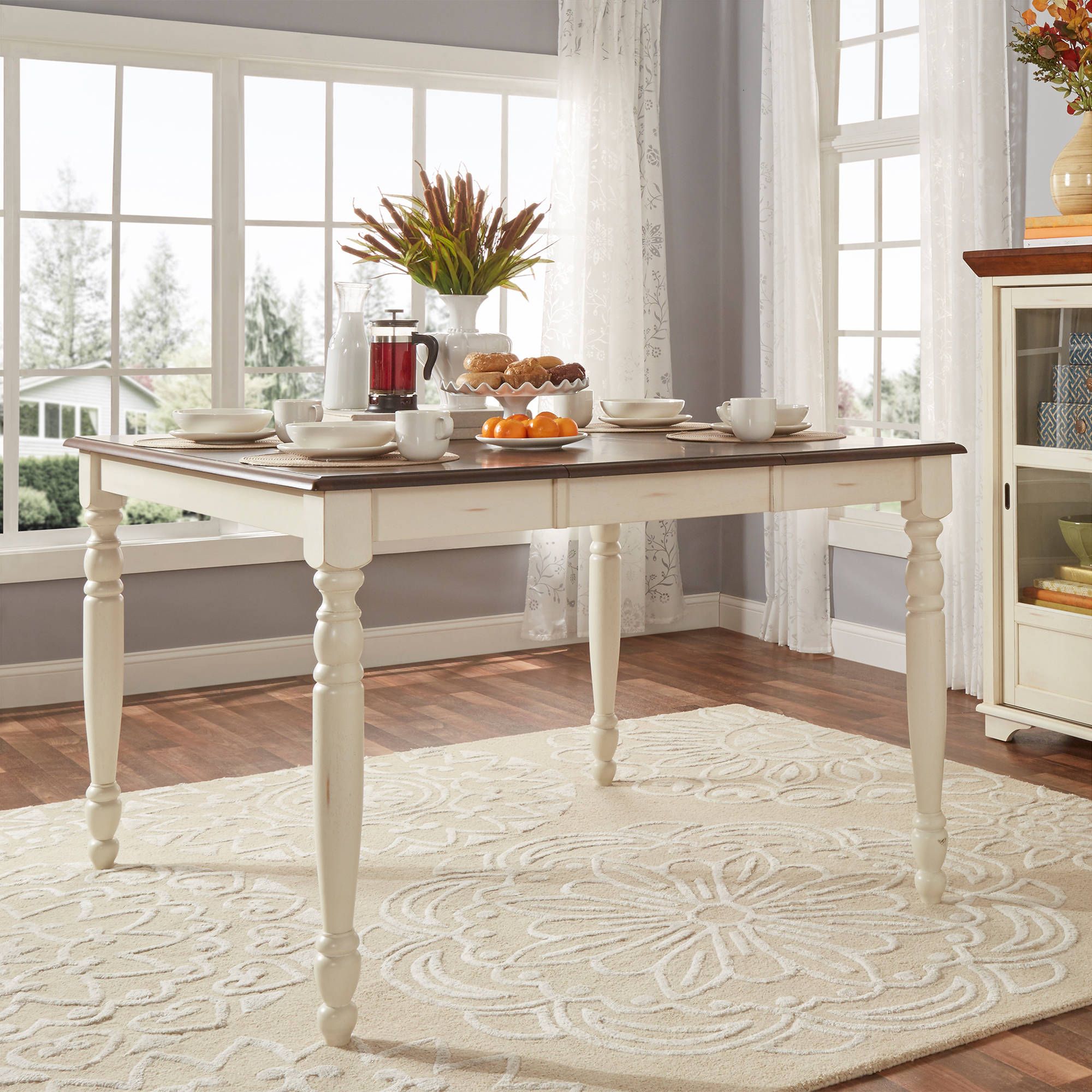Weston Home Two Tone Counter Height Table, Antique White Throughout 2018 White Counter Height Dining Tables (View 14 of 15)