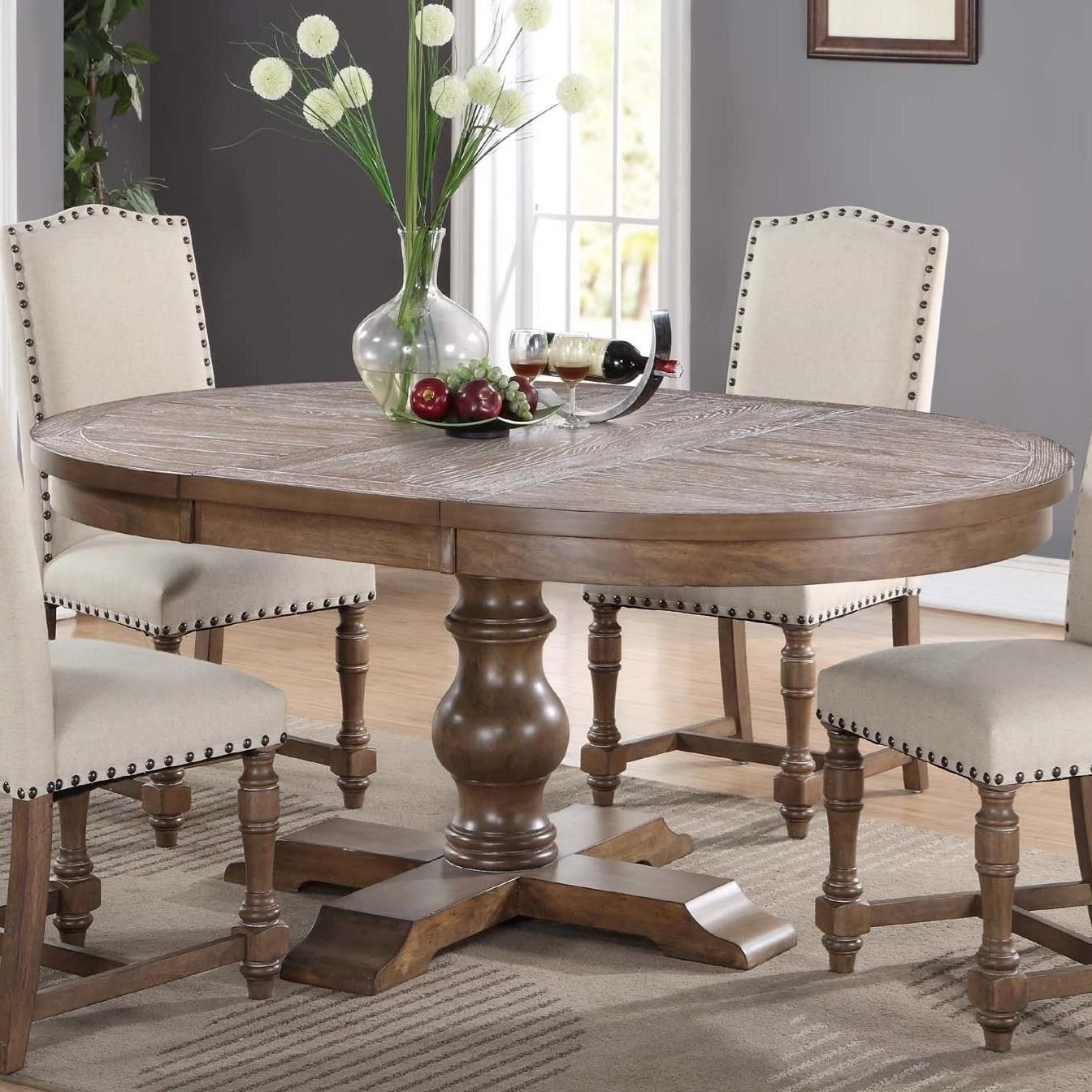 Winners Only Xcalibur Round Pedestal Table With 18" Leaf In Current Round Pedestal Dining Tables With One Leaf (View 7 of 15)