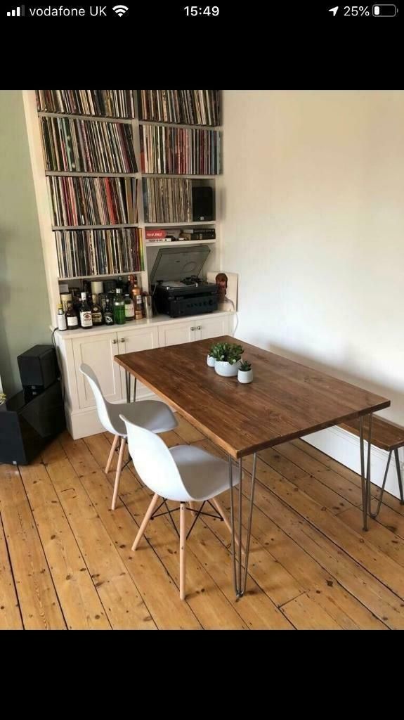 Wooden Dining Table, Desk, Bench, Coffee Table With In Most Recently Released Drop Leaf Tables With Hairpin Legs (View 2 of 15)