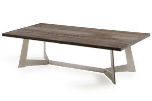 16" Dark Aged Oak Wood, Veneer, And Steel Coffee Table With Wood Veneer Coffee Tables (View 6 of 15)