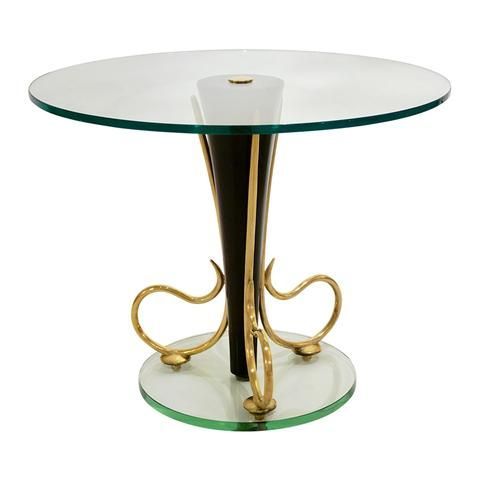 1950S Italian Round Side Table With Black Lacquered Metal Inside Antique Brass Round Cocktail Tables (View 9 of 15)