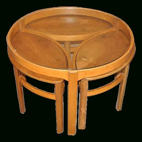 1960'S Round Teak Coffee Table With Nesting Tables – Set With Regard To 2 Piece Round Coffee Tables Set (View 6 of 15)