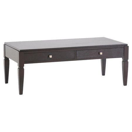 2 Drawer Wood Coffee Table With Tapered Legs And A Black Regarding 2 Drawer Cocktail Tables (View 8 of 15)