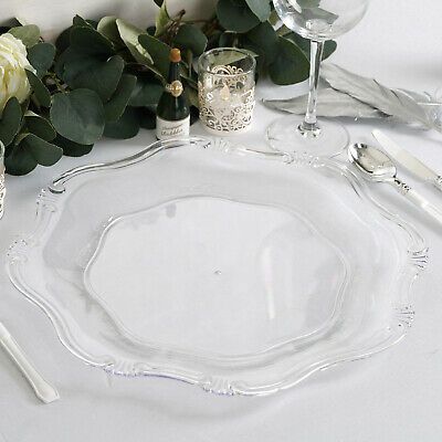 24 Pcs 13 Inch Clear Round Elegant Acrylic Charger Plates In Gold And Clear Acrylic Side Tables (View 13 of 15)