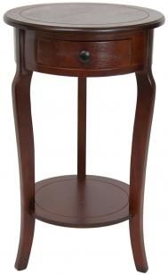 26" Classic Round End Table W/ Drawer Within Antique Blue Wood And Gold Coffee Tables (View 14 of 15)