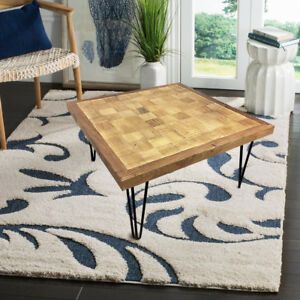27 Inch Geometric Square Wood Coffee End Side Table | Ebay Within Geometric Coffee Tables (View 9 of 15)