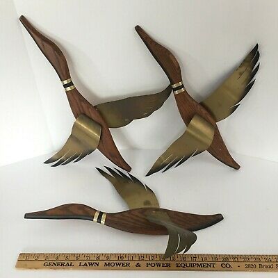 3 Vintage Masketeers Flying Geese Ducks Wall Art Modern Within Mid Century Wood Wall Art (View 3 of 15)