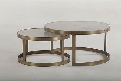 36" French Style Nesting Coffee Table Antique Brass And With Regard To Vintage Coal Coffee Tables (View 10 of 15)