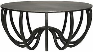 39" Round Coffee Table Solid Black Iron Metal Industrial With Black Metal Cocktail Tables (View 14 of 15)