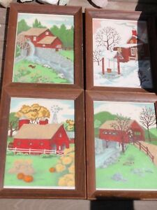 4 Vintage Framed Lithographs Prints Country Scenes Farm Intended For Minimalism Framed Art Prints (View 7 of 15)