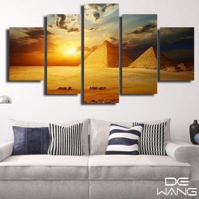 5 Panel Canvas Wall Art | Pyramid In Egypt | Panelwallart Within Pyrimids Wall Art (View 2 of 15)