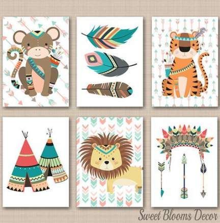 55+ Trendy Kids Room Jungle Art Prints | Tribal Nursery Intended For Jungle Wall Art (View 1 of 15)