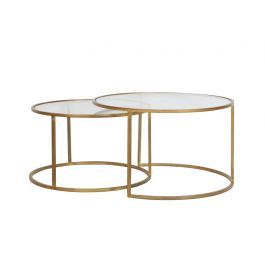 6725085 – Coffee Table S/2 Ø65X39+Ø75X44 Cm Duarte Glass Gold For Glass And Gold Coffee Tables (View 4 of 15)