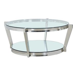 6873 30 Round Coffee Table With Glass Top Intended For Glass And Stainless Steel Cocktail Tables (View 8 of 15)