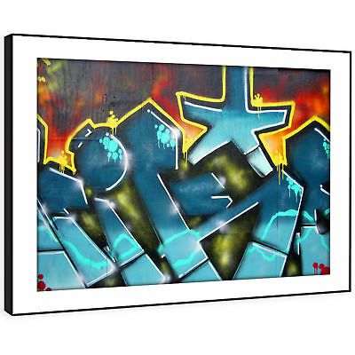Ab032 Blue Graffiti Urban Modern Abstract Framed Wall Art With Regard To Abstract Framed Art Prints (View 12 of 15)