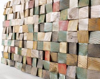 Abstract Pixel Wall Decor, Wood Wall Art, 3D Wood Mosaic Throughout Geometric Wood Wall Art (View 11 of 15)