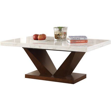 Acme Forbes 47" Marble Top Coffee Table In White And With Regard To White Marble Coffee Tables (View 5 of 15)