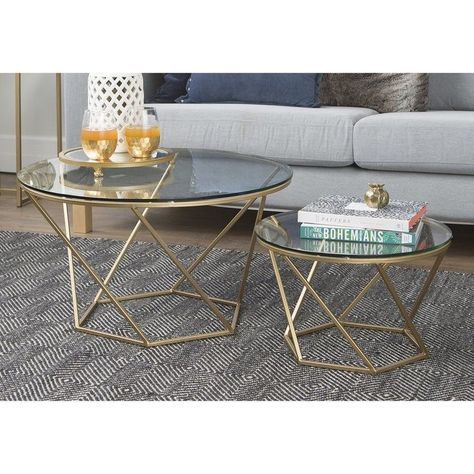 Adrianna 2 Piece Coffee Table Set – #Adrianna #Coffee # Within 2 Piece Modern Nesting Coffee Tables (View 14 of 15)