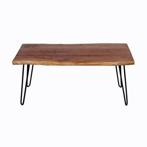 Alaterre Furniture 42" Hairpin Natural Brown Live Edge Within Natural Wood Coffee Tables (View 13 of 15)