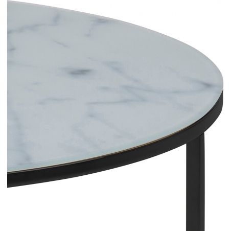 Alisma 80 Marble&Black Round Coffee Table With Marble Top With Regard To Black Round Glass Top Cocktail Tables (View 15 of 15)
