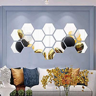 Amazon : Hexagon Mirror Wall Stickers – 20Cm Size Intended For Hexagons Wall Art (View 5 of 15)