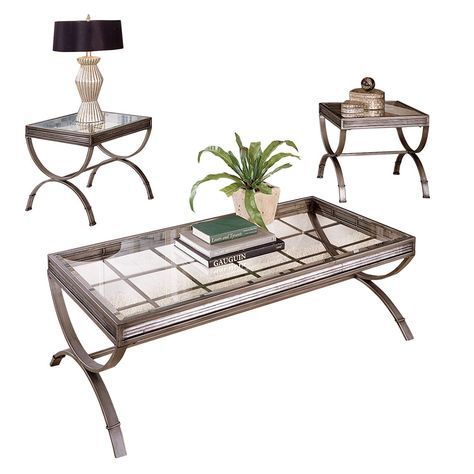 Amazon: Steve Silver Company Emerson Set, Nickel Within Silver Coffee Tables (View 2 of 15)