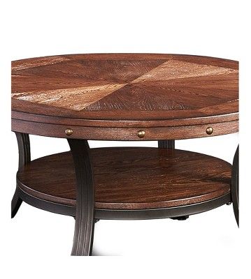 Angelo Mixed Material Cocktail Table Oak Finish – Powell Throughout Brown Cocktail Tables (View 6 of 15)