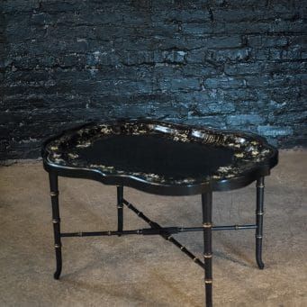 Antique English Regency Chinoserie Black Tole Tray In Caviar Black Cocktail Tables (View 11 of 15)