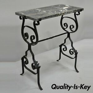 Antique French Art Nouveau Black Wrought Iron Marble Top For Oval Aged Black Iron Coffee Tables (View 10 of 15)