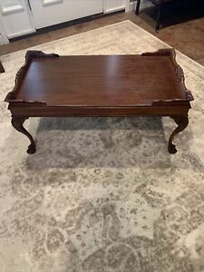 Antique Mahogany Carved Coffee Table With Wood Ball And In Vintage Gray Oak Coffee Tables (View 6 of 15)