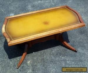 Antique Vintage Mersman Leather Top Coffee Table With Gold Intended For Antique Gold And Glass Coffee Tables (View 5 of 15)