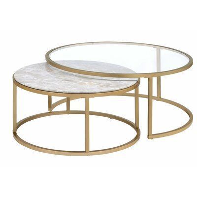 Anyan 2 Piece Coffee Table Set In 2020 | Gold Nesting In 2 Piece Modern Nesting Coffee Tables (View 3 of 15)