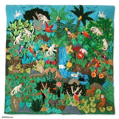 Applique Wall Hanging, 'Jungle Friends' – Applique Wall Pertaining To Jungle Wall Art (View 11 of 15)