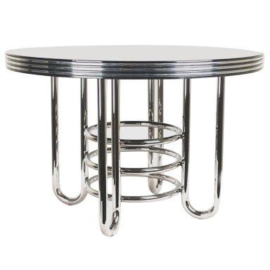 Art Deco Machine Age Coffee Table, Chrome Glass Within Chrome Coffee Tables (View 15 of 15)