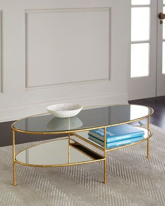 Arteriors Chief Gold Leaf Mirrored Coffee Table | Coffee Intended For Walnut And Gold Rectangular Coffee Tables (View 1 of 15)