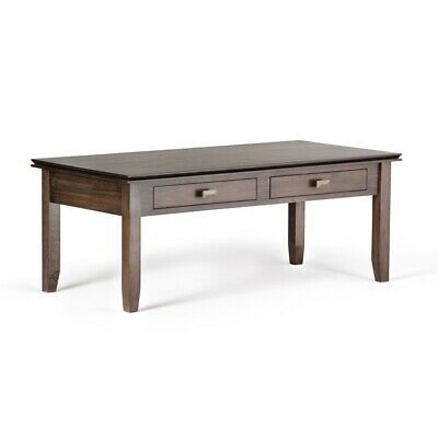 Artisan Solid Wood Coffee Table In Natural Aged Brown Pertaining To Black And Oak Brown Coffee Tables (View 8 of 15)