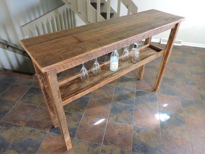 Bar Height Table, 2 Tier – Burntrock With Regard To Smoked Barnwood Cocktail Tables (View 14 of 15)
