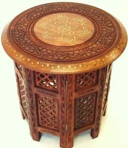 Beautiful Maghony 21" Round Hand Carved Indian Sheesham With Regard To Leaf Round Coffee Tables (View 15 of 15)