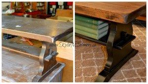 Before And After Trestle Style Coffee Table Stained With Throughout Yellow And Black Coffee Tables (View 9 of 15)