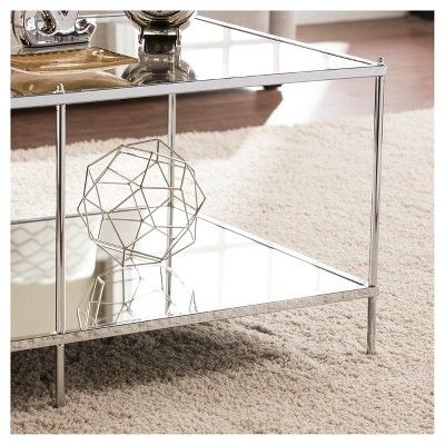 Benton Glam Mirrored Cocktail Table – Chrome – Aiden Lane Throughout Chrome And Glass Rectangular Coffee Tables (View 9 of 15)