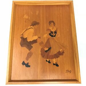Bg Buchschmid & Gretaux Dancing Couple Marquetry Wood Within Retro Wood Wall Art (View 7 of 15)