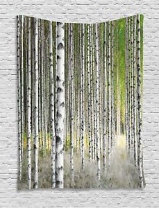 Birch Tree Tapestry Late Summer Foliage Print Wall Hanging In Summer Wall Art (View 1 of 15)