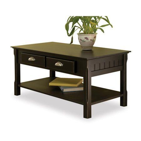 Black Beechwood Coffee Table Two Drawers One Bottom Shelf In Square Matte Black Coffee Tables (View 7 of 15)