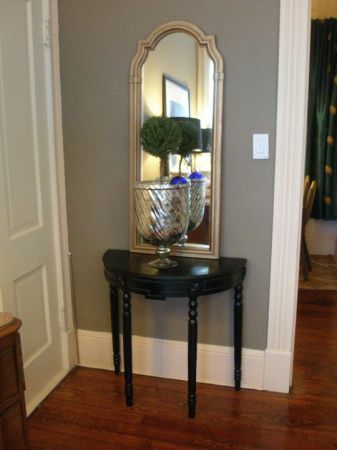 Black Demilune Console, Vintage Gold Mirror, Mercury Glass Pertaining To Gold And Mirror Modern Cube End Tables (View 4 of 15)
