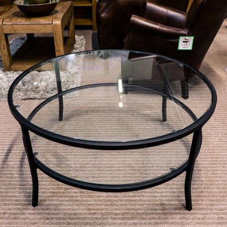 Black / Glass Coffee Table – Loft Living Manorhamilton Within Black Round Glass Top Cocktail Tables (View 2 of 15)