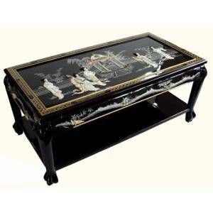 Black Lacquer Mother Of Pearl Coffee Table | Asian Coffee In Aged Black Coffee Tables (View 10 of 15)