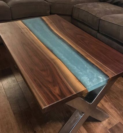 Black Walnut Coffee Table – River Table – Johnson Company In Walnut Wood And Gold Metal Coffee Tables (View 3 of 15)