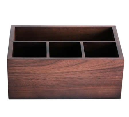 Black Walnut Wooden Desktop Storage Organizer / Remote Intended For Walnut Wood Storage Trunk Cocktail Tables (View 15 of 15)