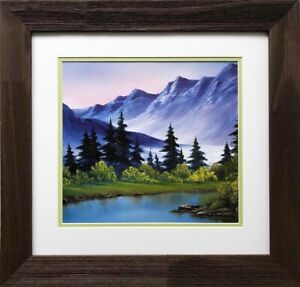 Bob Ross "Royal Mountains" Happy Trees Custom Framed Art With Natural Framed Art Prints (View 4 of 15)